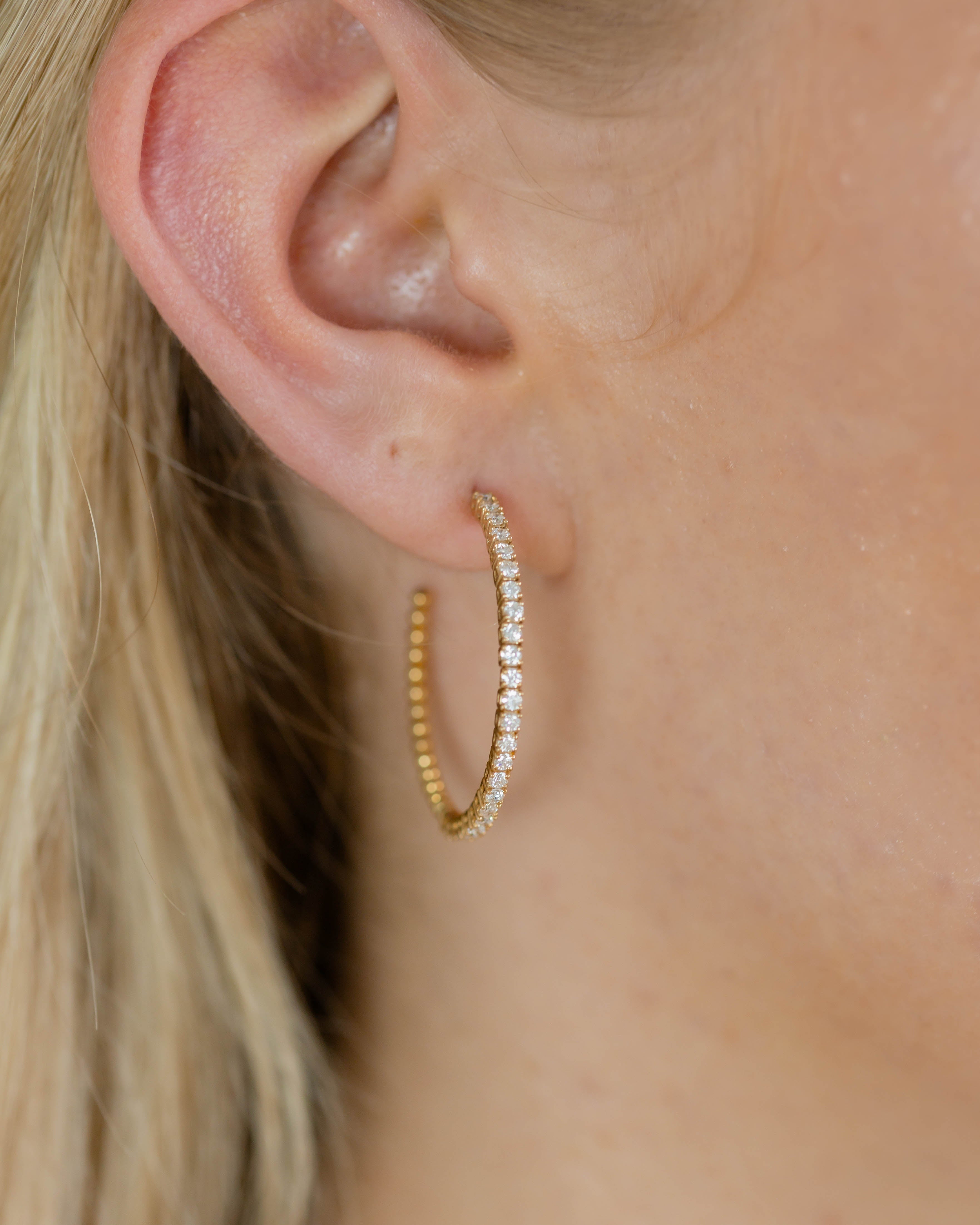 14K Gold Diamond Flex Hoops — 1 .0ctw Yellow Gold