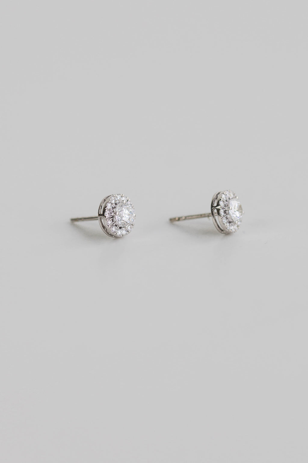 Round Diamond Halo Studs — 1.0ctw White Gold