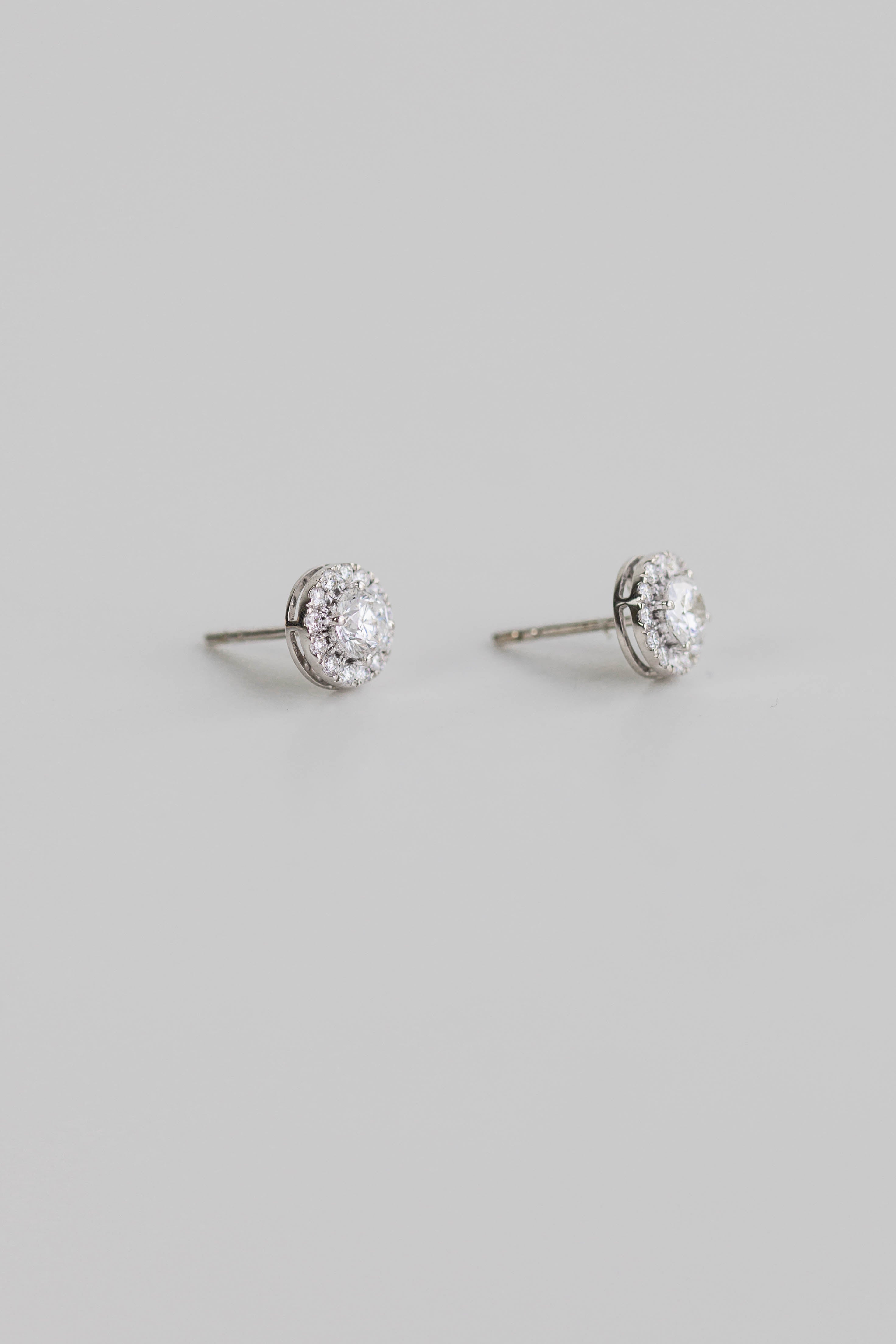 Round Diamond Halo Studs — 1.0ctw White Gold