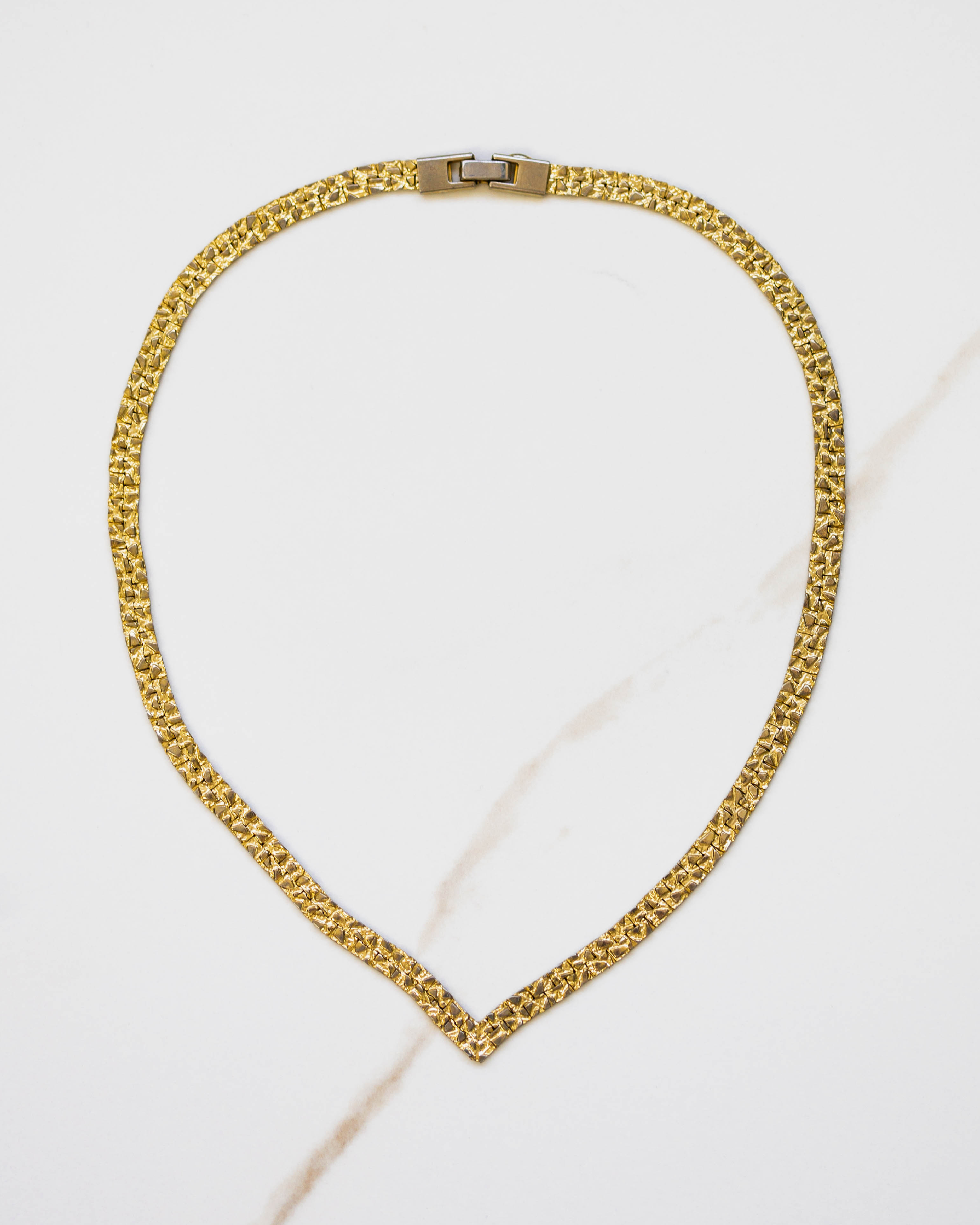 "V" Gold Nugget Chain Necklace