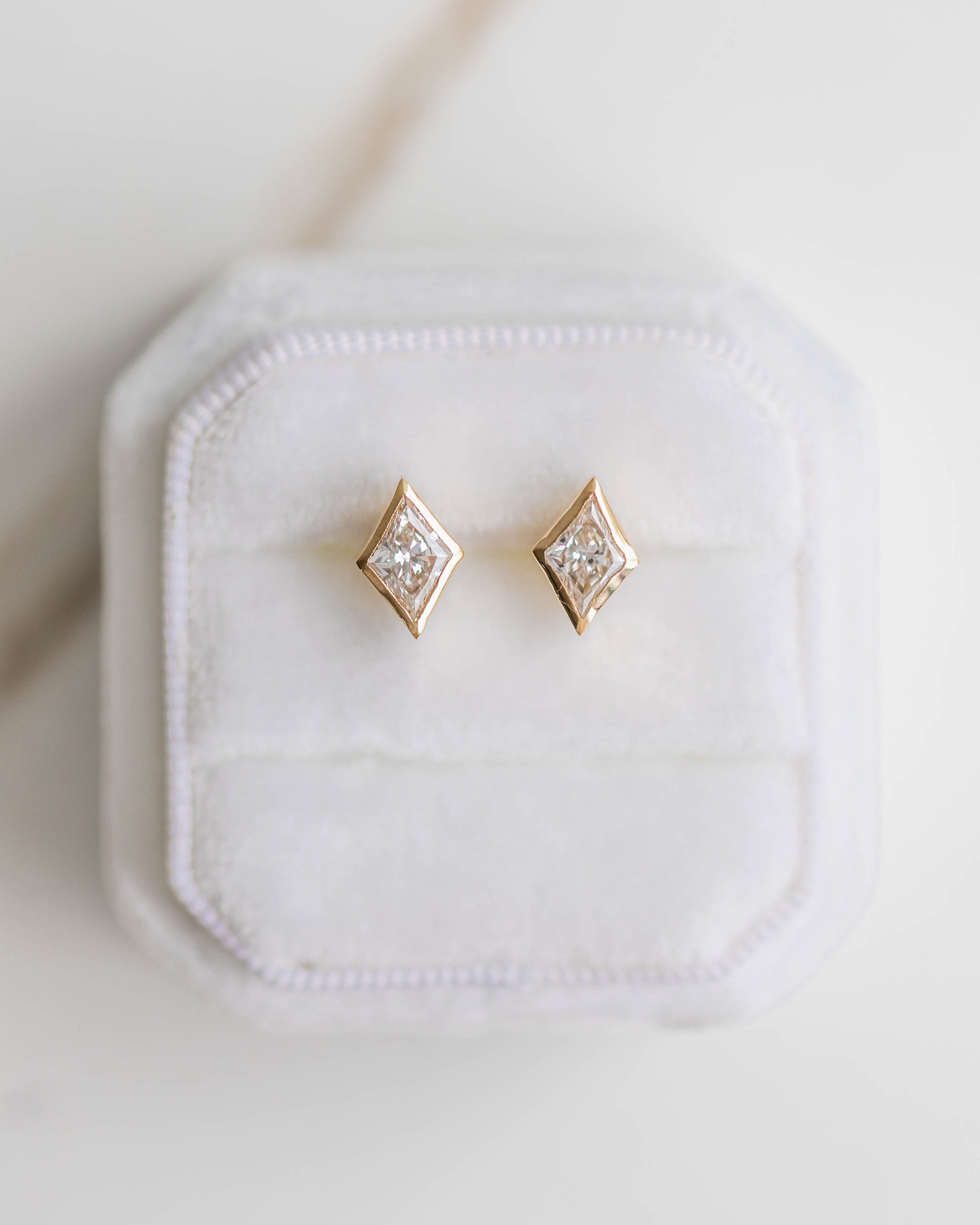 Bezel Kite Diamond Studs — 1.0ctw Yellow Gold
