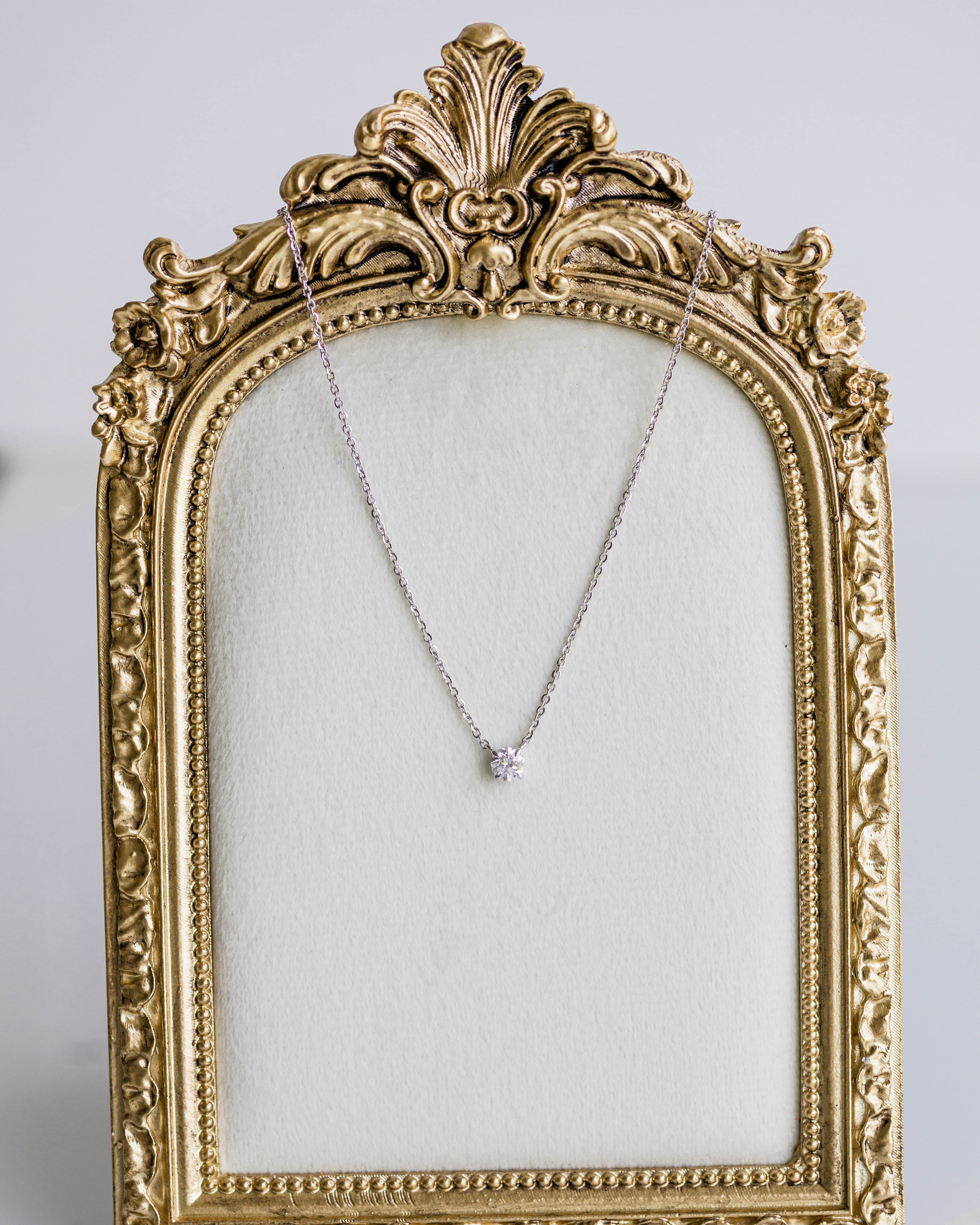 Round Solitaire Necklace — 0.56ctw White Gold