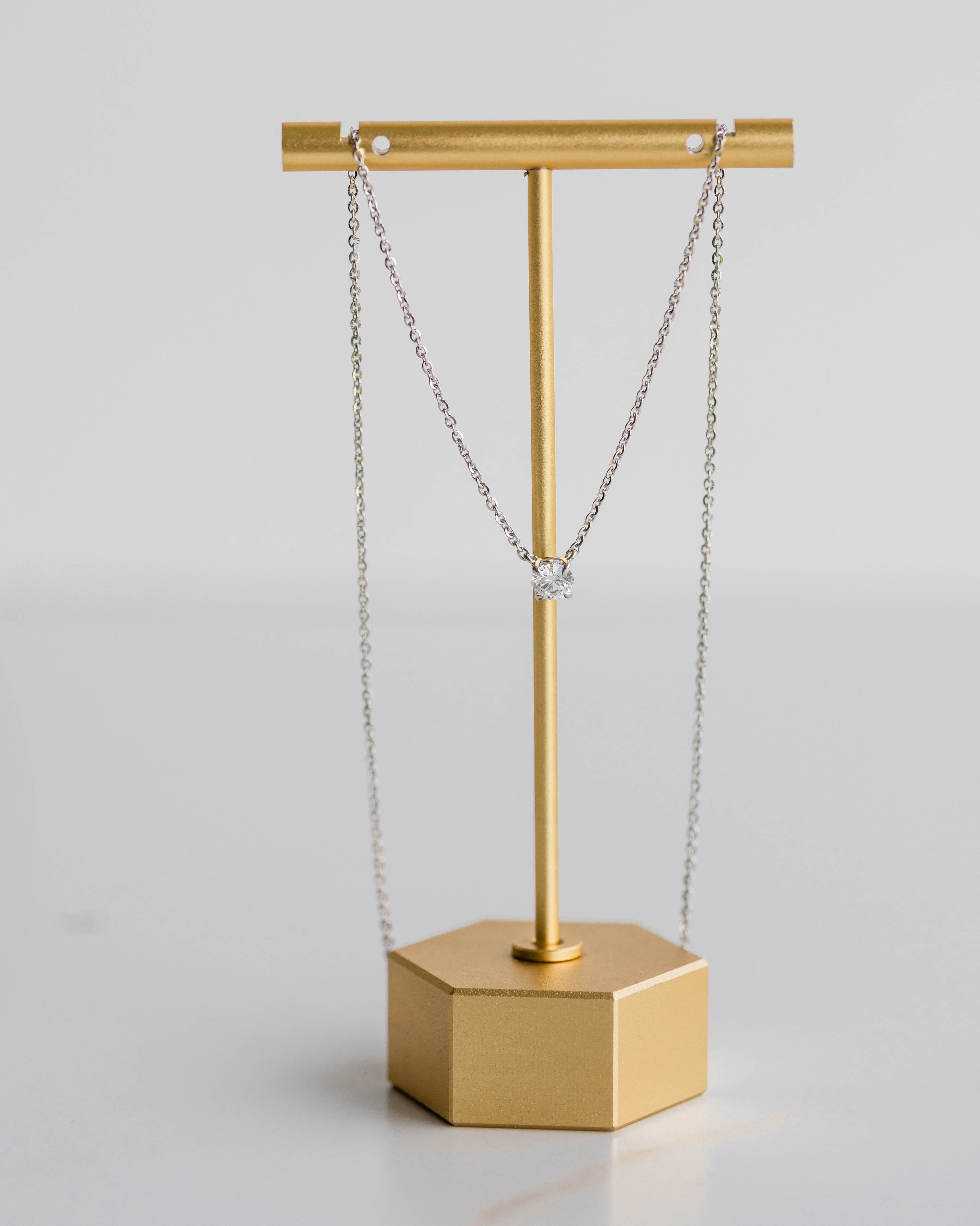 Round Solitaire Necklace — 0.56ctw White Gold